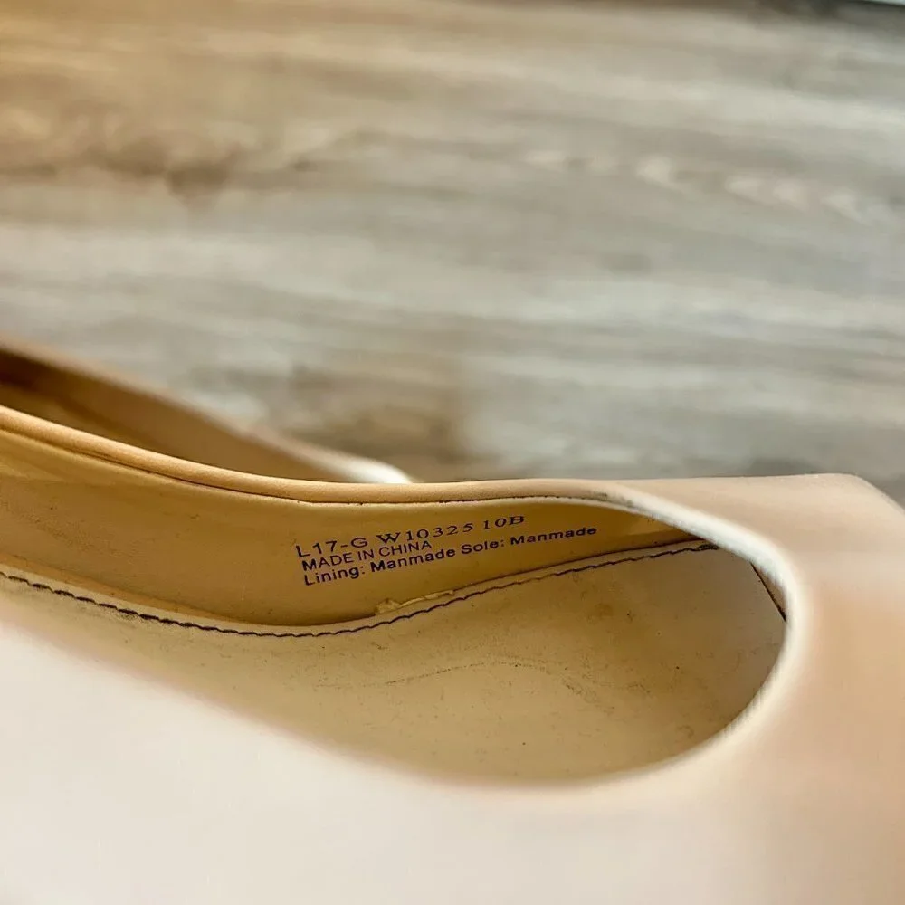 Cole Haan Women's Harlow Open Toe Pump Patent Leather Nude Size 10